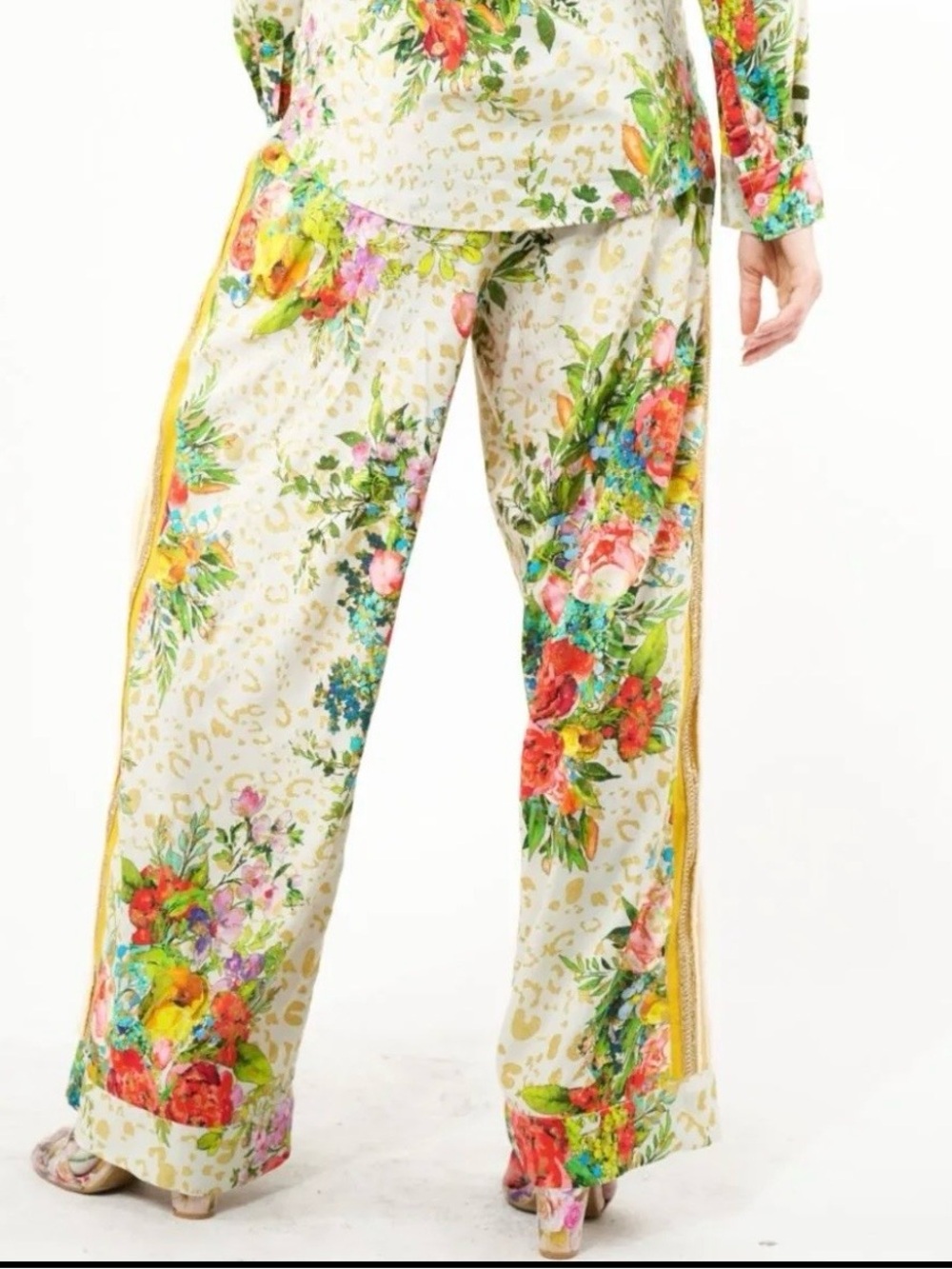 Aratta Harriet Wide-Leg Pants in Cream Floral Combo - Picture 3 of 6